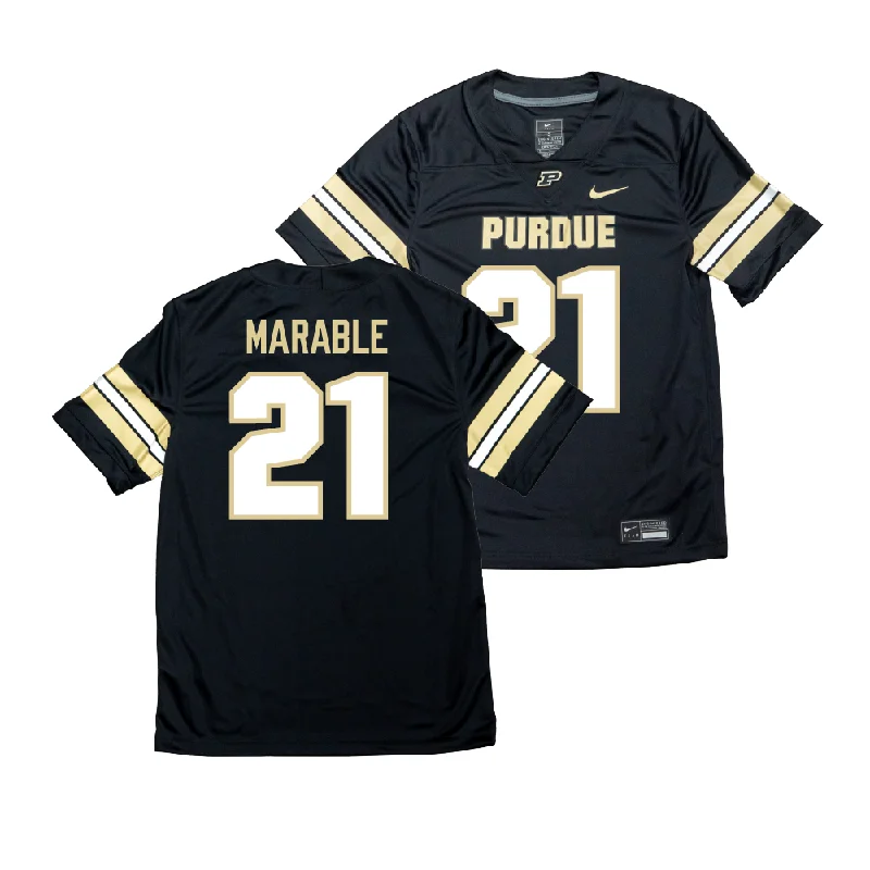 Custom Football Jerseys With Logos-Nike Purdue Boilermakers Black NIL Game Replica Football Jersey - D’Mon Marable