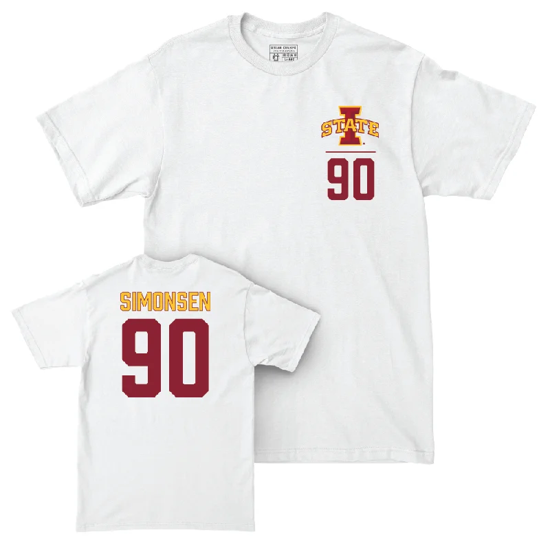 Personalized Football Jerseys-Iowa State Football White Logo Comfort Colors Tee  - Braden Simonsen