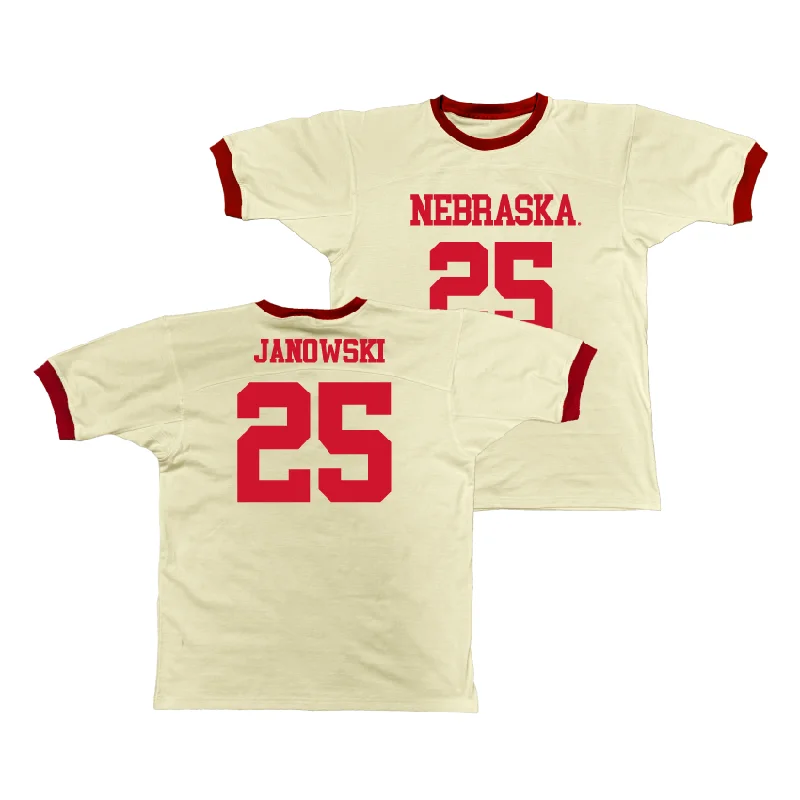 Custom Basketball Jerseys With Logos-Nebraska Retro Ringer Tee - Nick Janowski