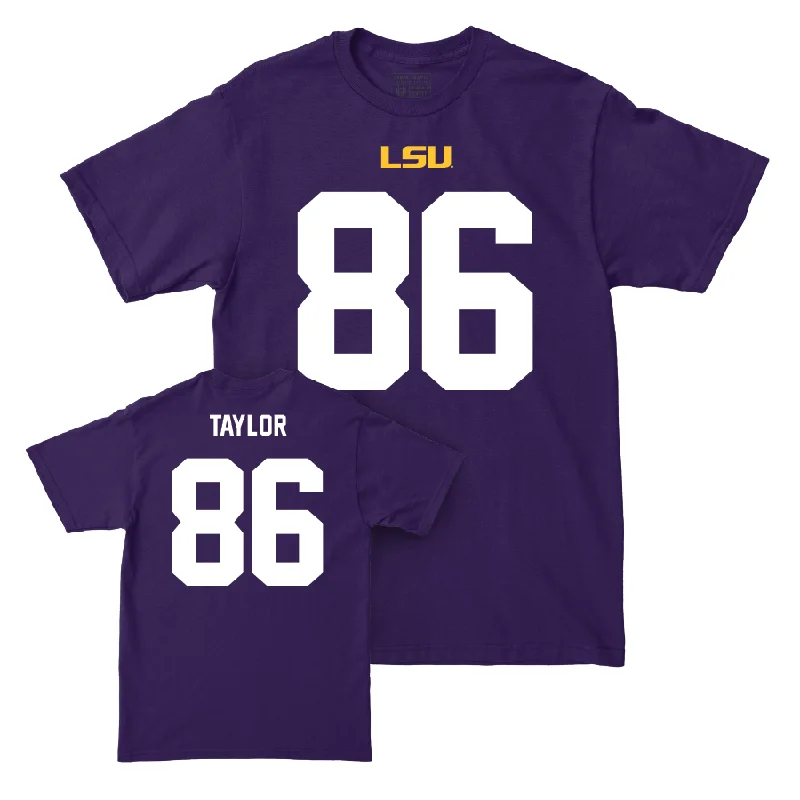 Personalized Football Jerseys With Team Colors-LSU Football Purple Shirsey Tee - Mason Taylor | #86