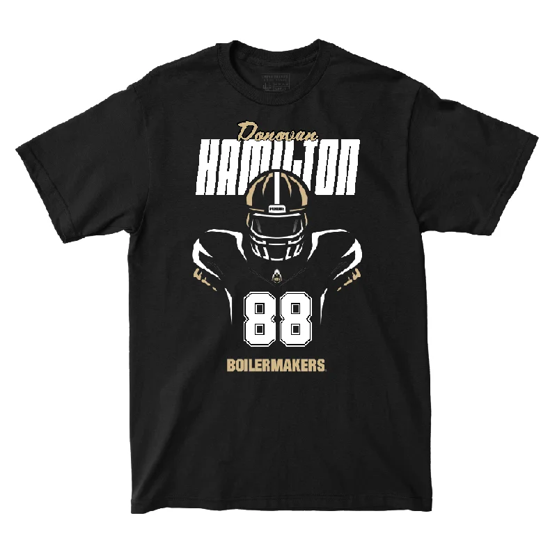 Custom Football Jerseys For Professional Leagues-Silhouette Black Football Tee   - Donovan Hamilton