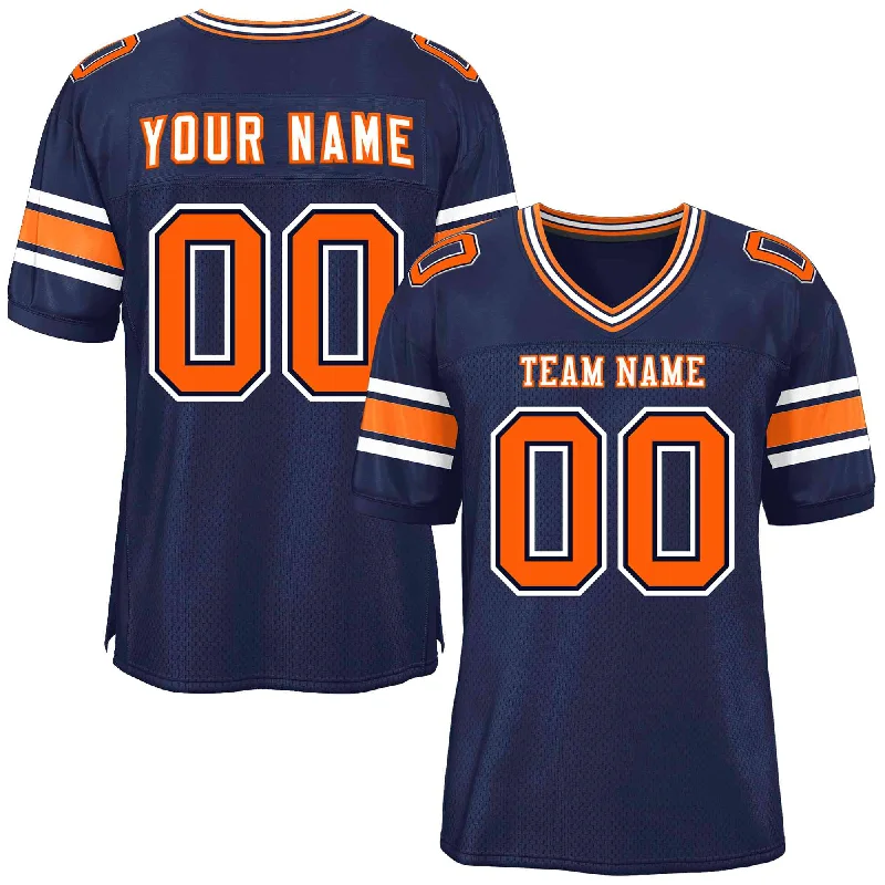 Football Jerseys With Unique Team Logos-Custom Navy Personalized Classic Authentic Football Jersey