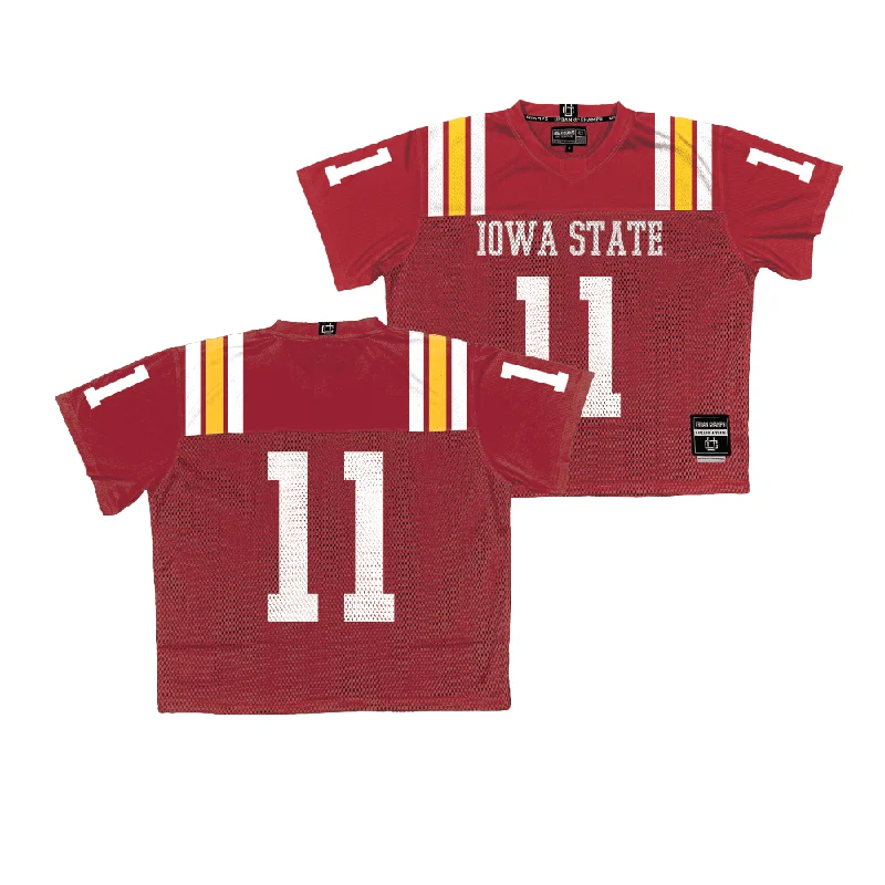 Custom Football Jerseys With Special Designs-Iowa State Throwback Football Jersey  - Dominic Overby