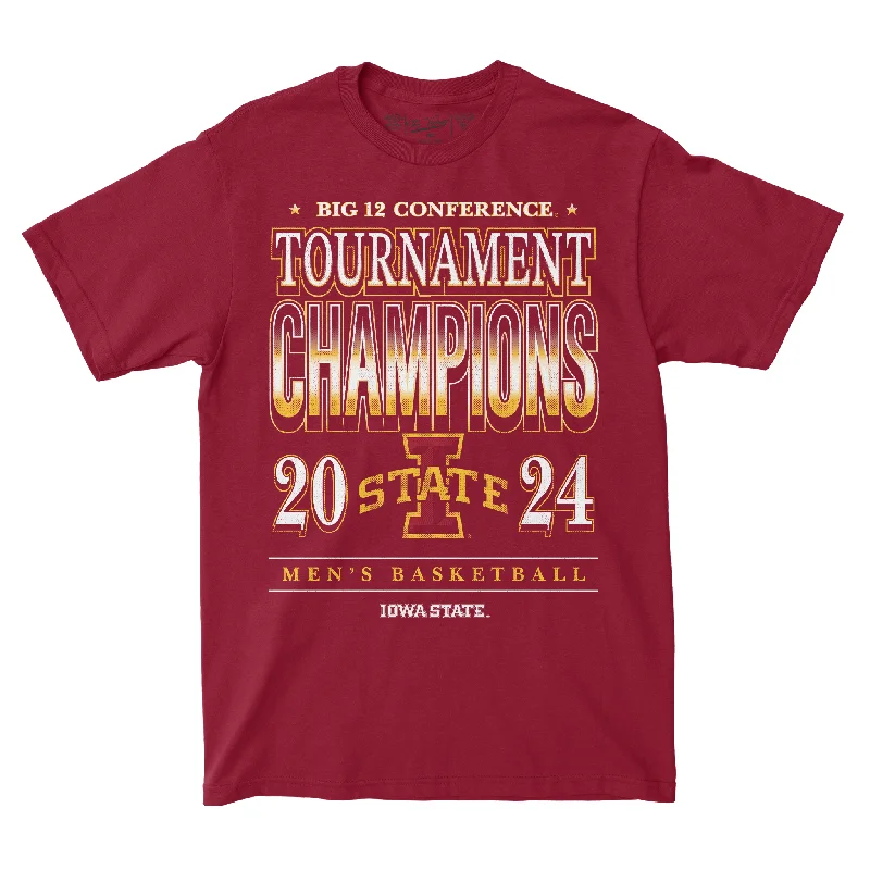 Custom Basketball Jerseys With Fun Graphics-Iowa State MBB 2024 Conference Tournament Champions Streetwear T-shirt by Retro Brand