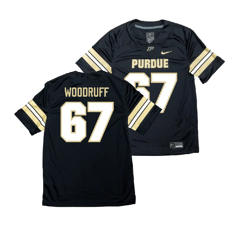 Football Jerseys With Bold Designs-Nike Purdue Boilermakers Black NIL Game Replica Football Jersey - Drew Woodruff | #67