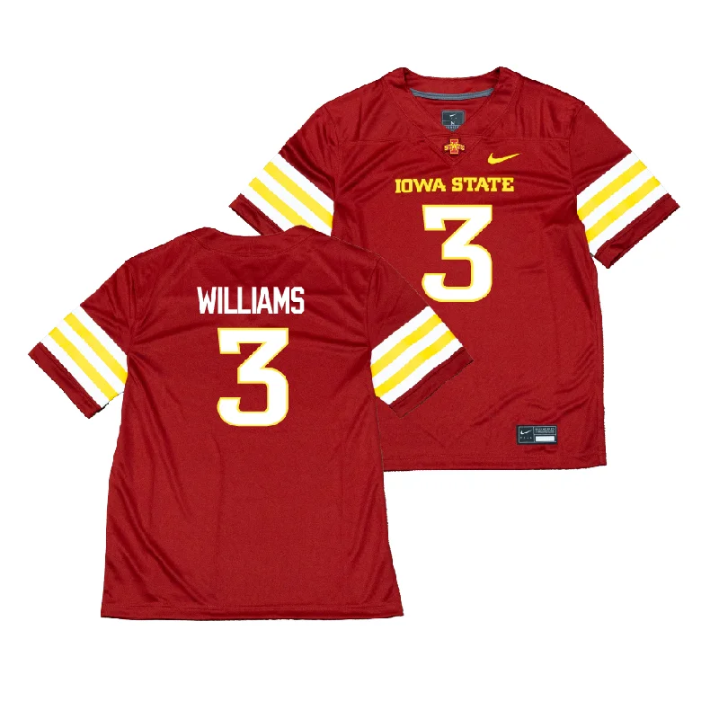 Personalized Football Jerseys For Players-Nike Iowa State Cardinal NIL Game Replica Football Jersey  - Jontez Williams