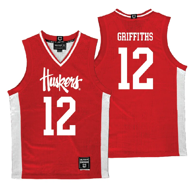 Custom Basketball Jerseys With Team Emblem-Nebraska Men's Basketball Red Jersey  - Gavin Griffiths