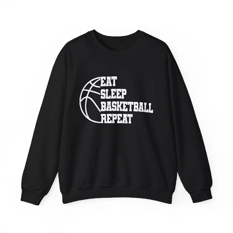 Basketball Jerseys With Inspirational Quotes-Eat Sleep Basketball Crewneck Sweatshirt