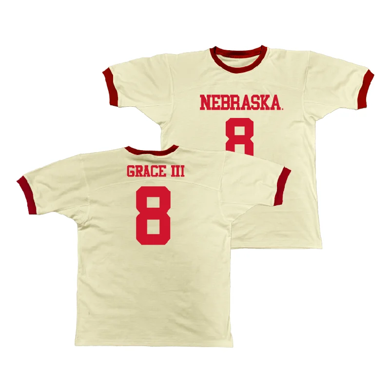 Custom Basketball Jerseys For Kids-Nebraska Retro Ringer Tee - Jeff Grace III