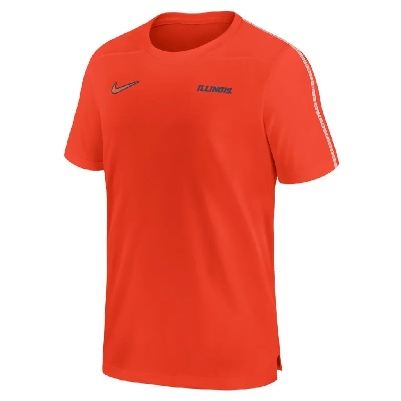 Team Basketball Jerseys-Illinois Fighting Illini Men's Nike Orange Coach Short-Sleeve Tee