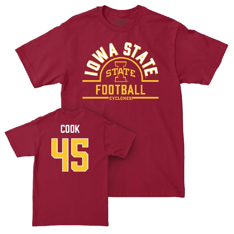 Personalized Football Jerseys With Text & Graphics-Iowa State Football Crimson Arch Tee  - Alec Cook