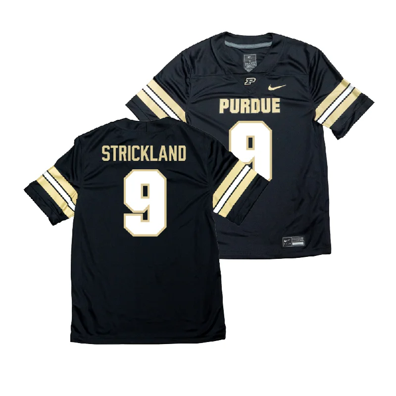 Custom Football Jerseys For Events-Nike Purdue Boilermakers Black NIL Game Replica Football Jersey - Joe Strickland | #9