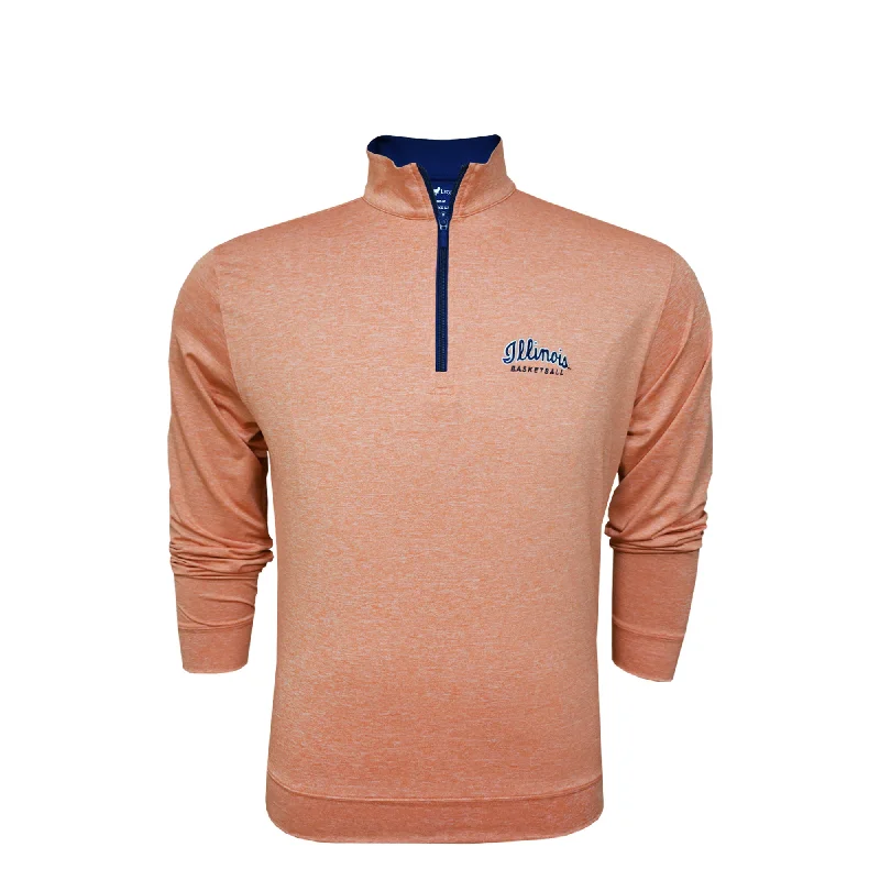 Custom Basketball Jerseys With Name & Text-Illinois Basketball Quarter-Zip Men's Script Orange Horn Legend