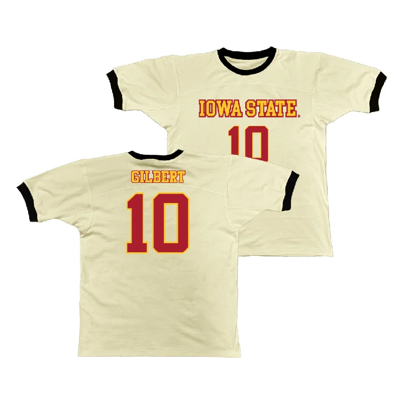 Custom Basketball Jerseys With Inspirational Designs-Iowa State Retro Ringer Tee - Keshon Gilbert