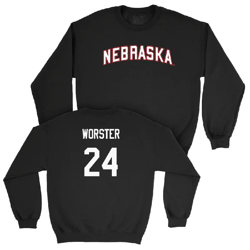 Personalized Basketball Jerseys For Fans & Supporters-Men's Basketball Black Nebraska Crew  - Rollie Worster