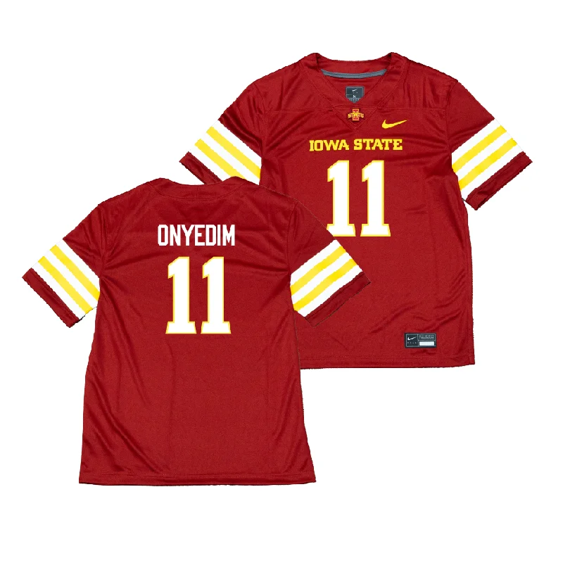 Personalized Football Jerseys For Gifts-Nike Iowa State Cardinal NIL Game Replica Football Jersey - Tyler Onyedim