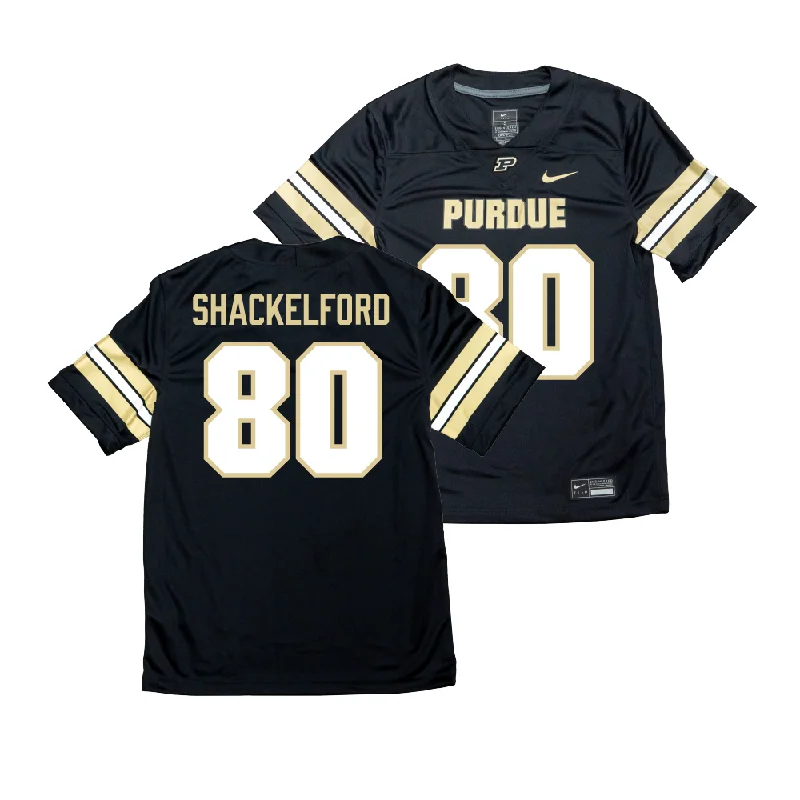 Custom Football Jerseys For Coaches-Nike Purdue Boilermakers Black NIL Game Replica Football Jersey - Ryne Shackelford | #80