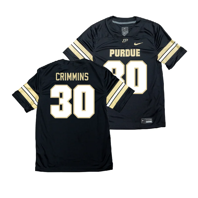 Custom Football Jerseys For School Events-Nike Purdue Boilermakers Black NIL Game Replica Football Jersey - Keelan Crimmins