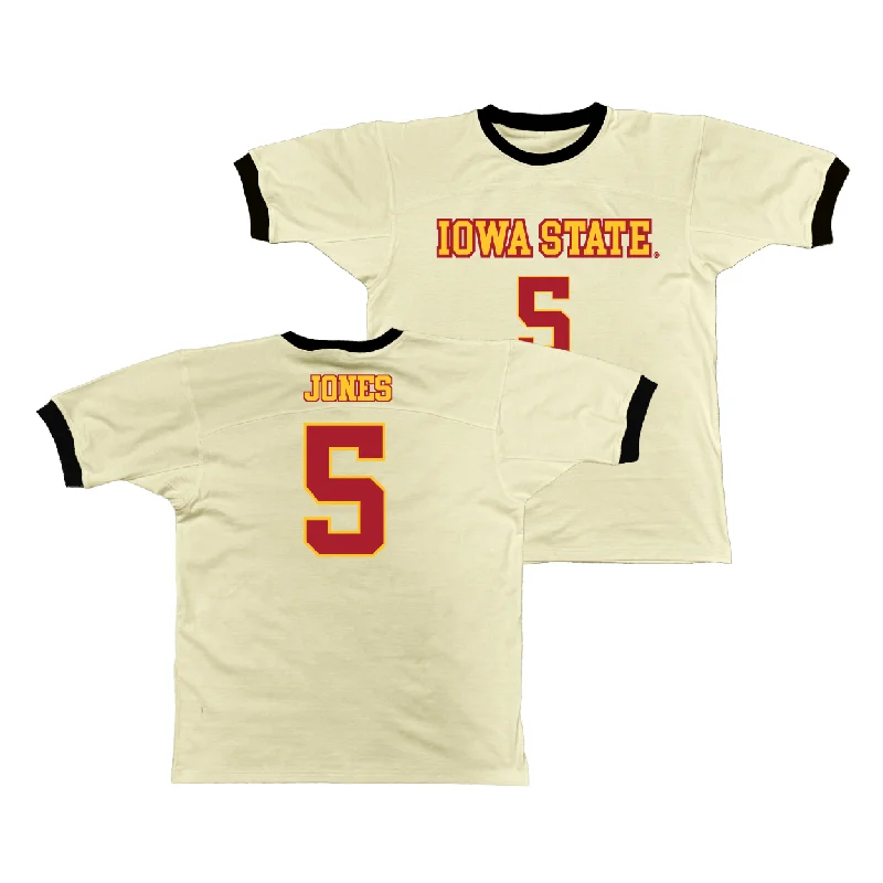 Custom Basketball Jerseys For Special Events-Iowa State Retro Ringer Tee - Curtis Jones