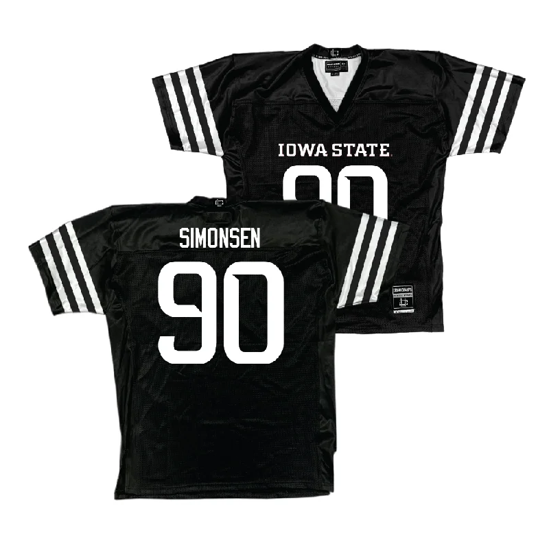 Custom Football Jerseys With Text & Image Designs-Iowa State Football Black Jersey  - Braden Simonsen