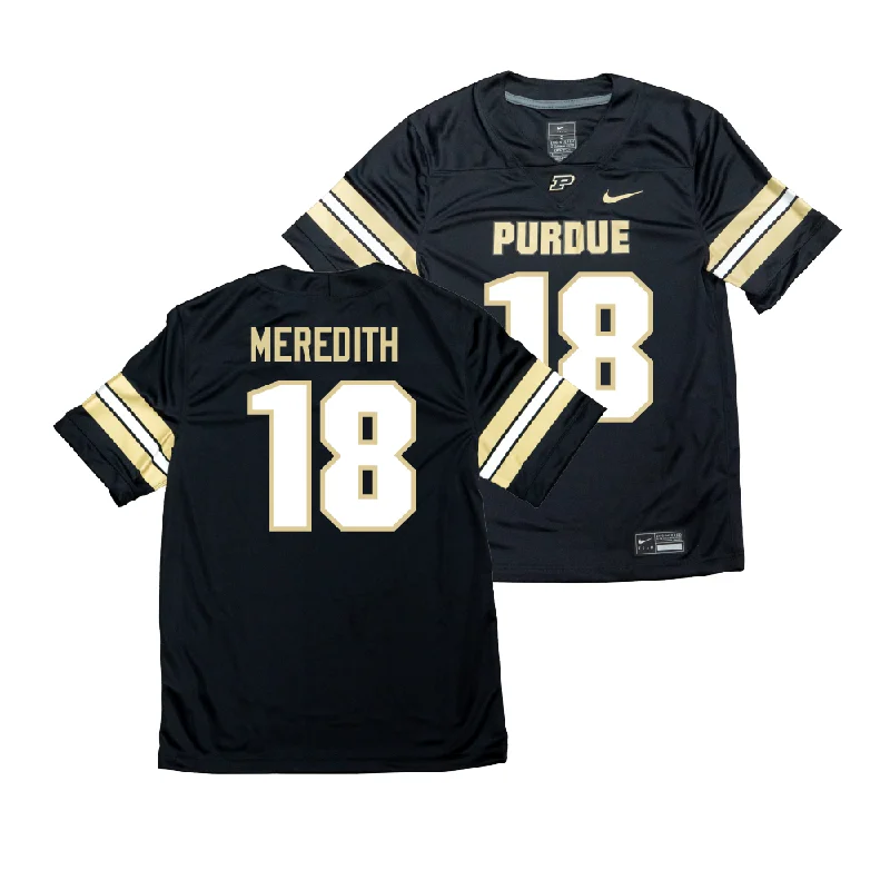 Custom Football Jerseys With Fun Graphics-Nike Purdue Boilermakers Black NIL Game Replica Football Jersey - Bennett Meredith