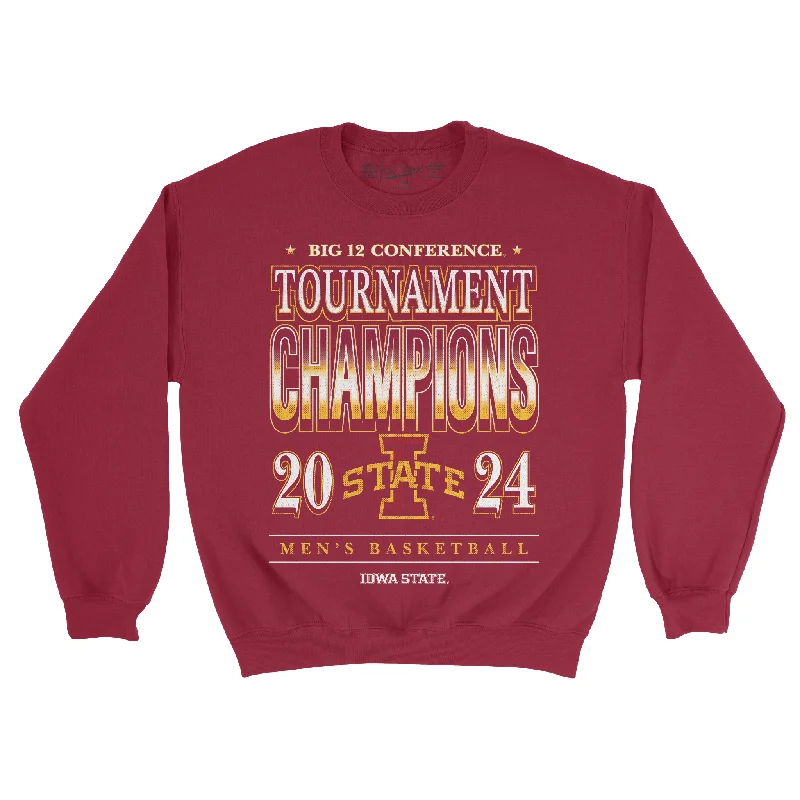 Custom Basketball Jerseys For Fan Clubs-Iowa State MBB 2024 Conference Tournament Champions Streetwear Crew by Retro Brand