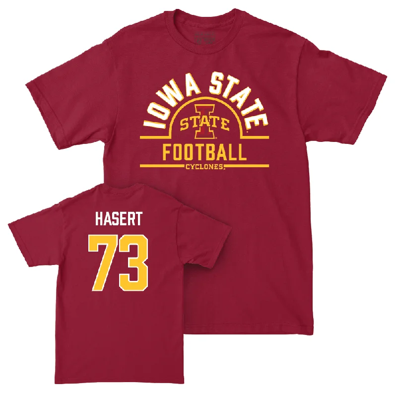 Custom Football Jerseys For Major Leagues-Iowa State Football Crimson Arch Tee  - Deylin Hasert