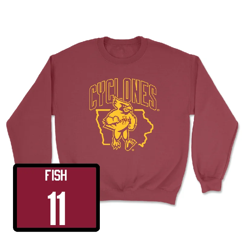 Custom Basketball Jerseys With Fun Style Options-Iowa State Men's Basketball Crimson Cy Crewneck - Kayden Fish