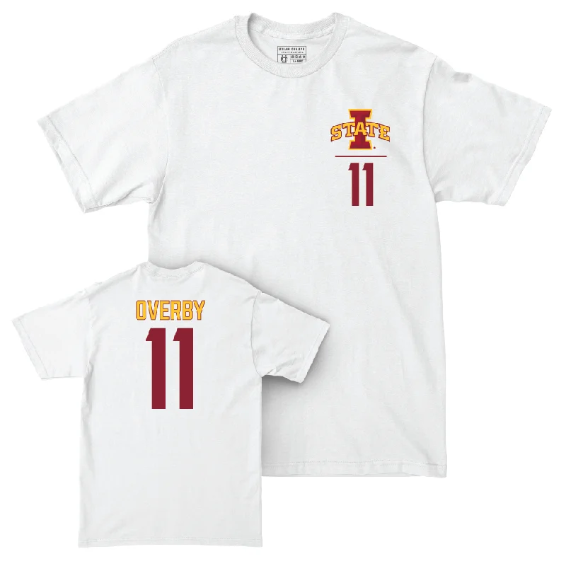 Football Jerseys With Player Names & Numbers-Iowa State Football White Logo Comfort Colors Tee  - Dominic Overby