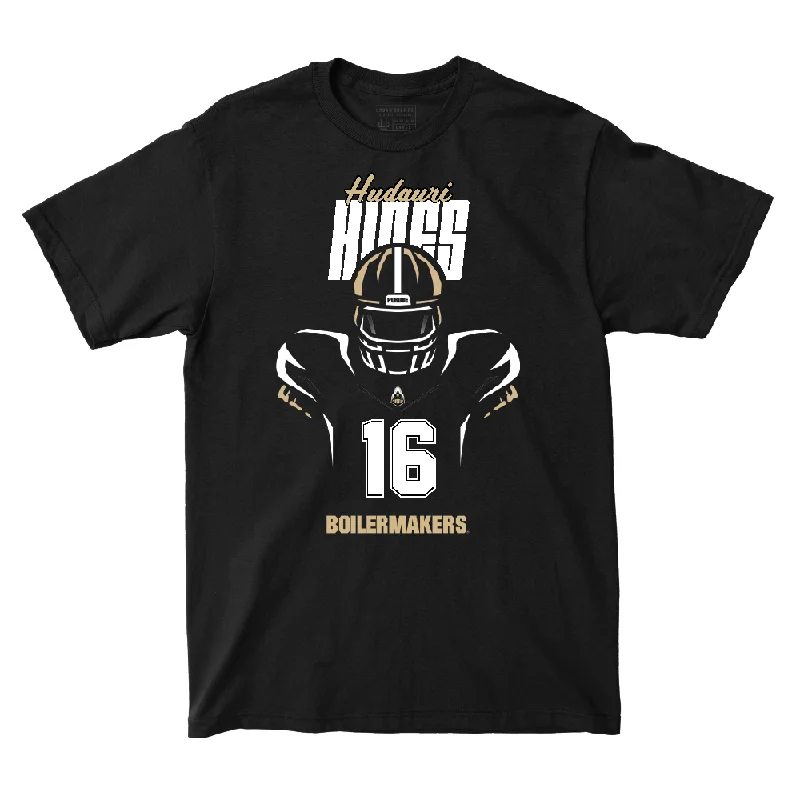 Custom Football Jerseys For School Spirit-Silhouette Black Football Tee   - Hudauri Hines