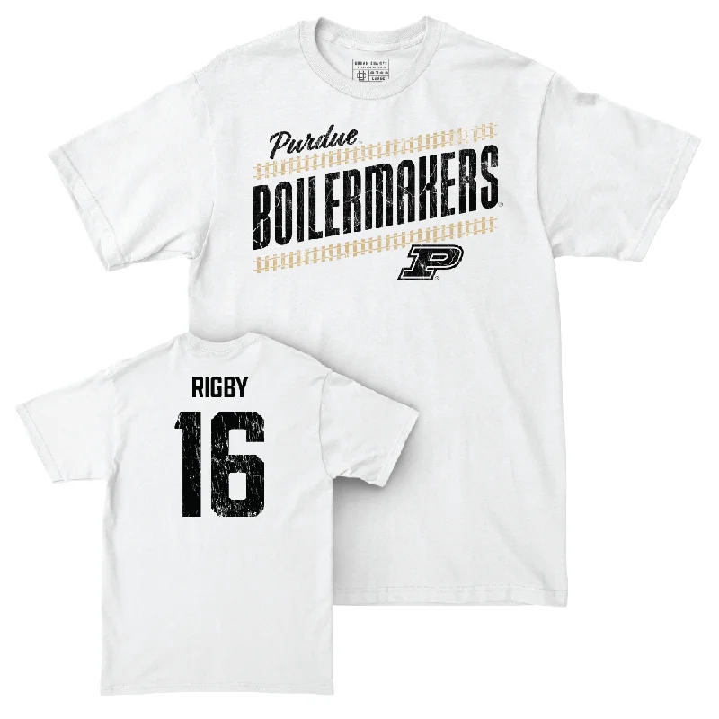 Custom Football Jerseys With Number And Name-Football White Slant Comfort Colors Tee   - Shamar Rigby