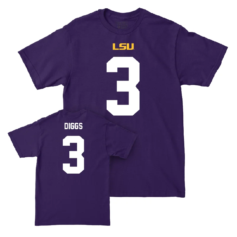 Football Jerseys With Custom Sizing-LSU Football Purple Shirsey Tee - Logan Diggs | #3