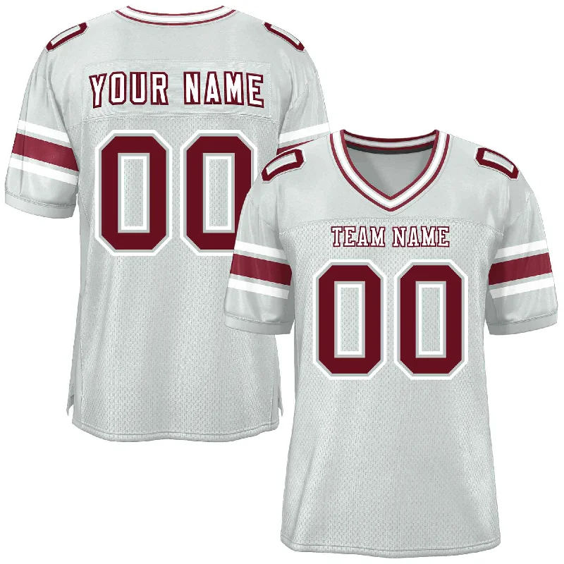 Football Jerseys With Custom Prints For Teams-Custom Silver Personalized Classic Authentic Football Jersey