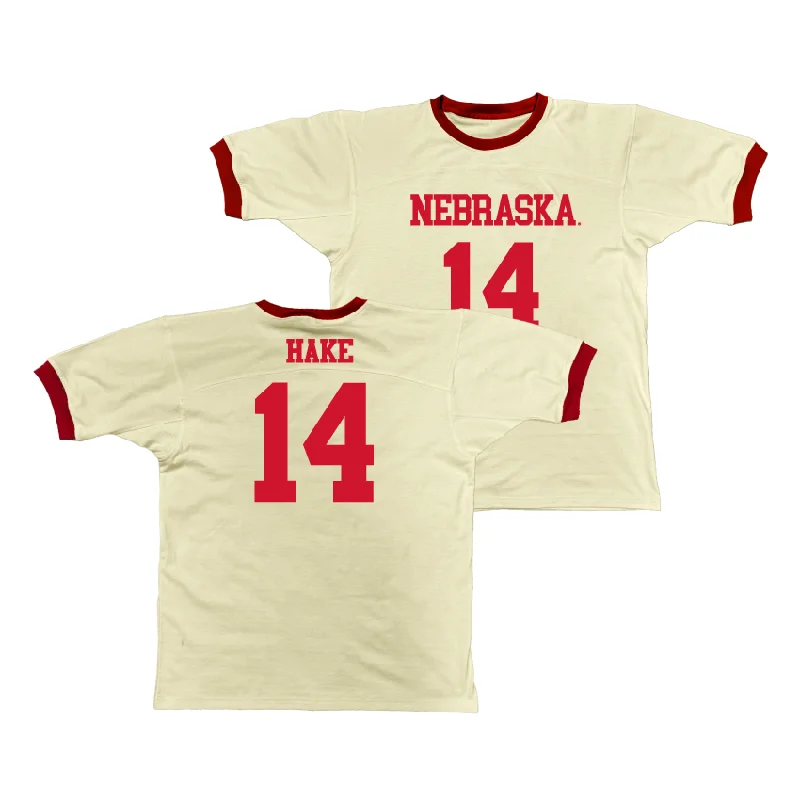 Unique Basketball Jerseys With Custom Prints-Nebraska Retro Ringer Tee - Callin Hake | #14