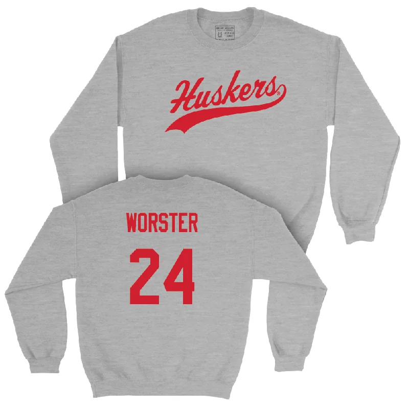 Custom Basketball Jerseys For College Sports-Sport Grey Men's Basketball Script Crew  - Rollie Worster