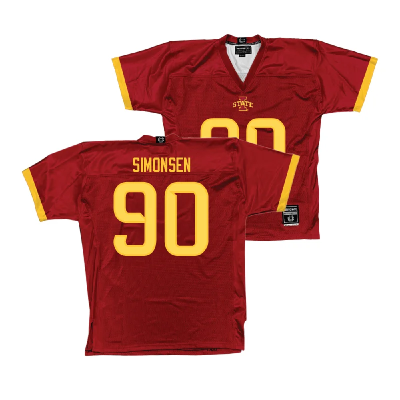 Custom Football Jerseys With Team Colors & Numbers-Iowa State Football Crimson Jersey  - Braden Simonsen