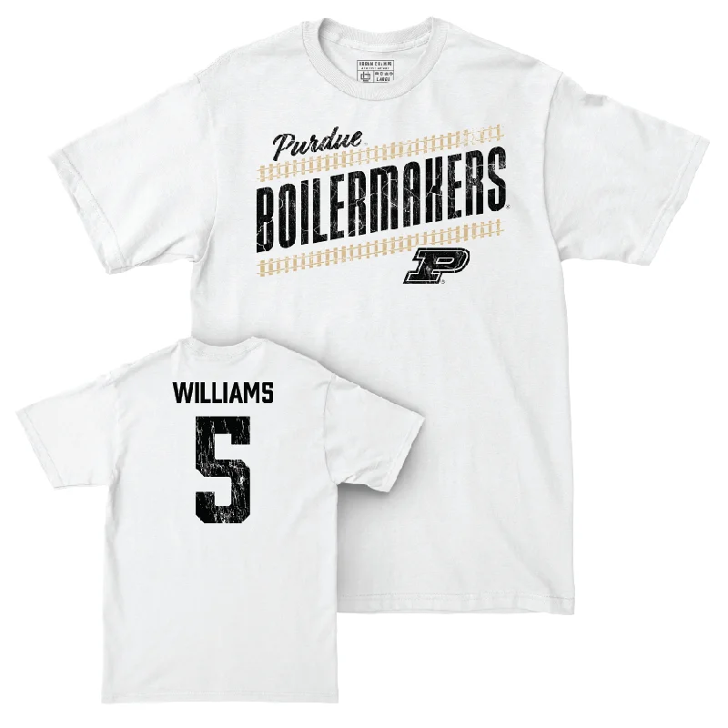 Custom Football Jerseys For Special Group Orders-Football White Slant Comfort Colors Tee   - Luke Williams