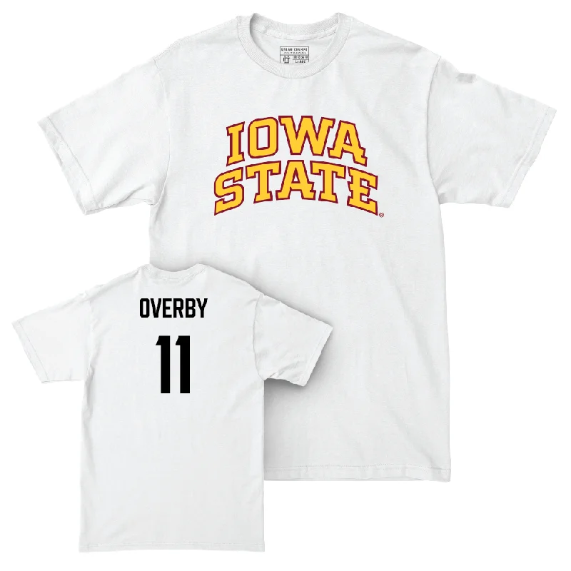 Football Jerseys With Custom Fabric Designs-Iowa State Football White Comfort Colors Tee  - Dominic Overby