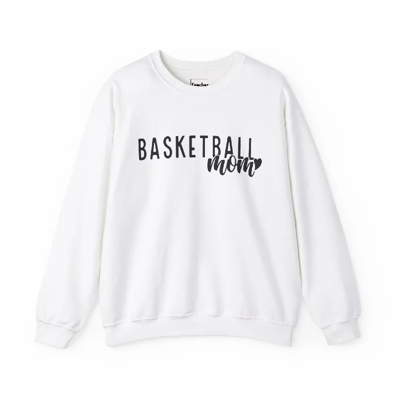 Basketball Jerseys With Unique Team Logos-Basketball Mom Heart Crewneck Sweatshirt