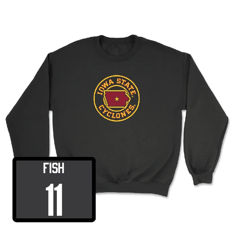 Custom Basketball Jerseys For School Events-Iowa State Men's Basketball Black Ames Crewneck - Kayden Fish