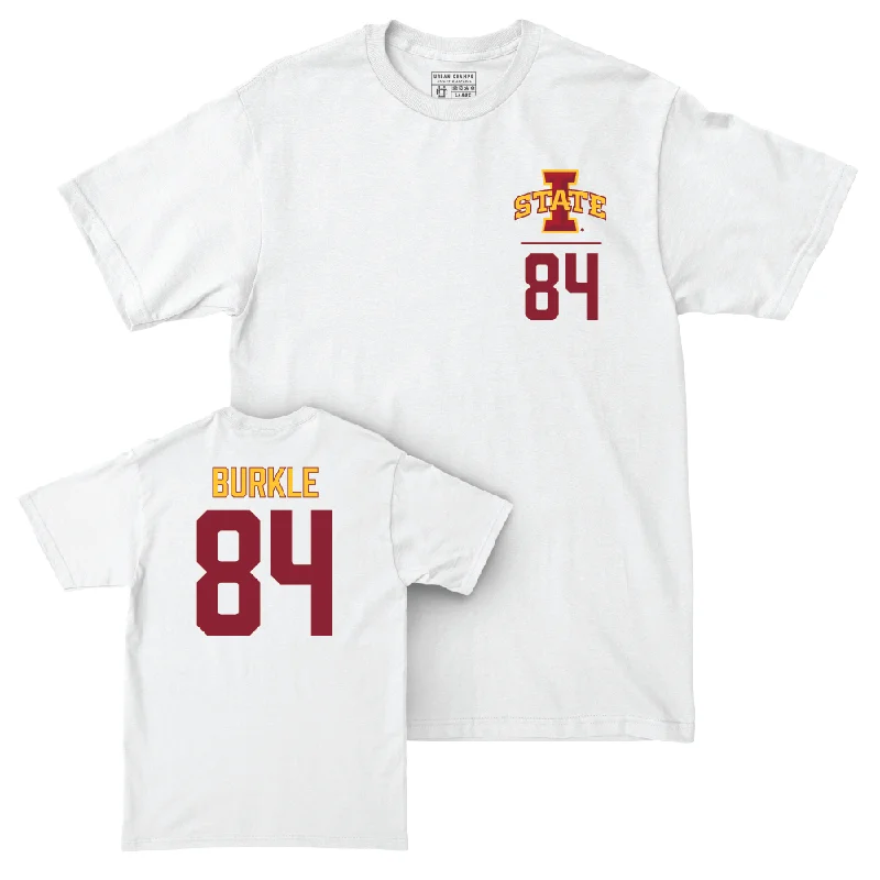 Football Jerseys For Holiday Gifts-Iowa State Football White Logo Comfort Colors Tee  - Gabe Burkle