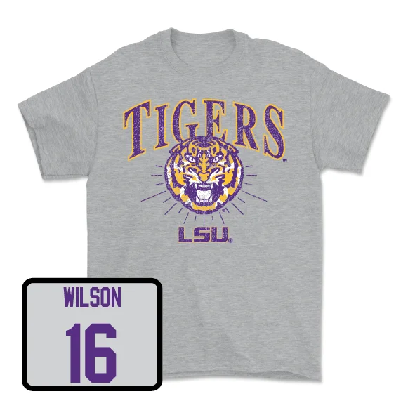 Custom Football Jerseys With Bold Color Schemes-Football Sport Grey Tigers Tee - Quad Wilson IV