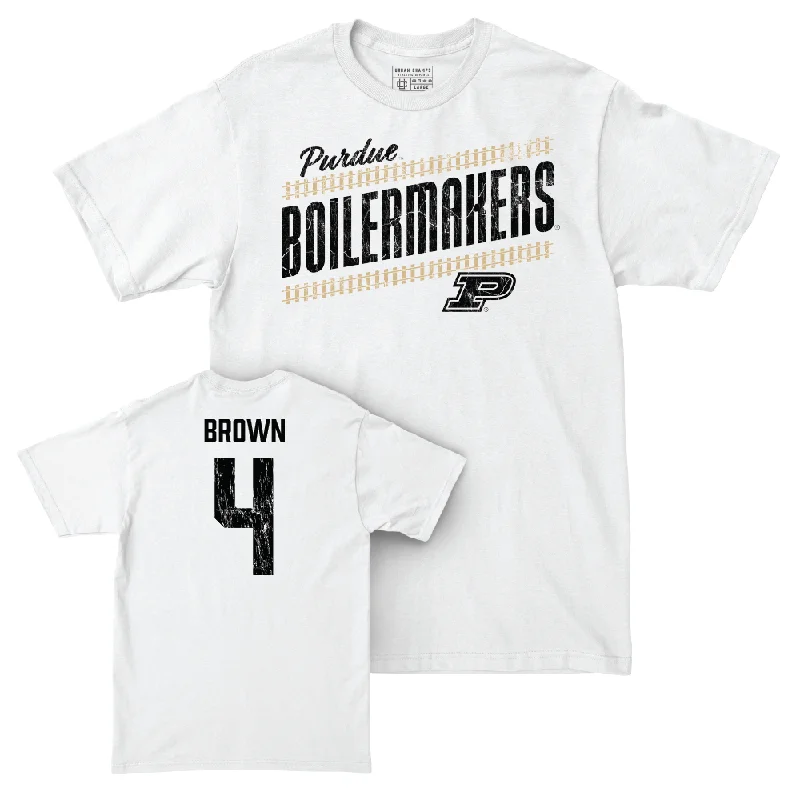 Custom Football Jerseys With Special Edition Features-Football White Slant Comfort Colors Tee   - Kam Brown