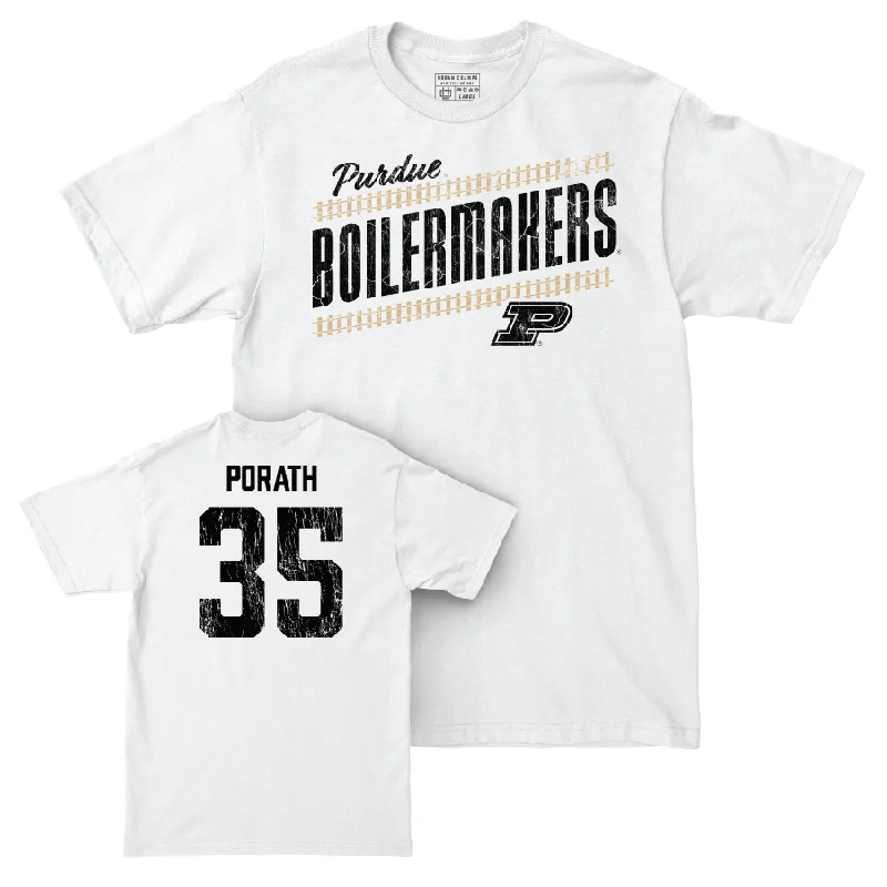 Football Jerseys For Custom Sports Teams-Football White Slant Comfort Colors Tee   - Spencer Porath