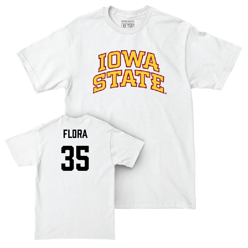 Football Jerseys For Group Gifts-Iowa State Football White Comfort Colors Tee  - Aiden Flora