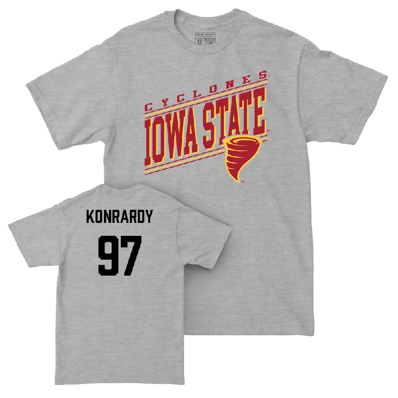 Custom Football Jerseys With Team Spirit-Iowa State Football Sport Grey Vintage Tee  - Kyle Konrardy