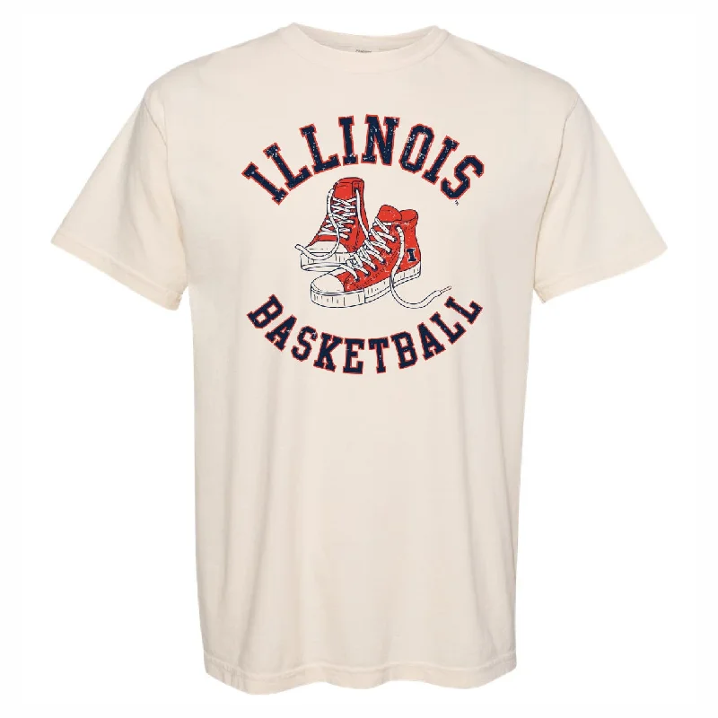 Personalized Basketball Jerseys With Text & Graphics-Illinois Fighting Illini Old School Basketball Ringspun T-Shirt