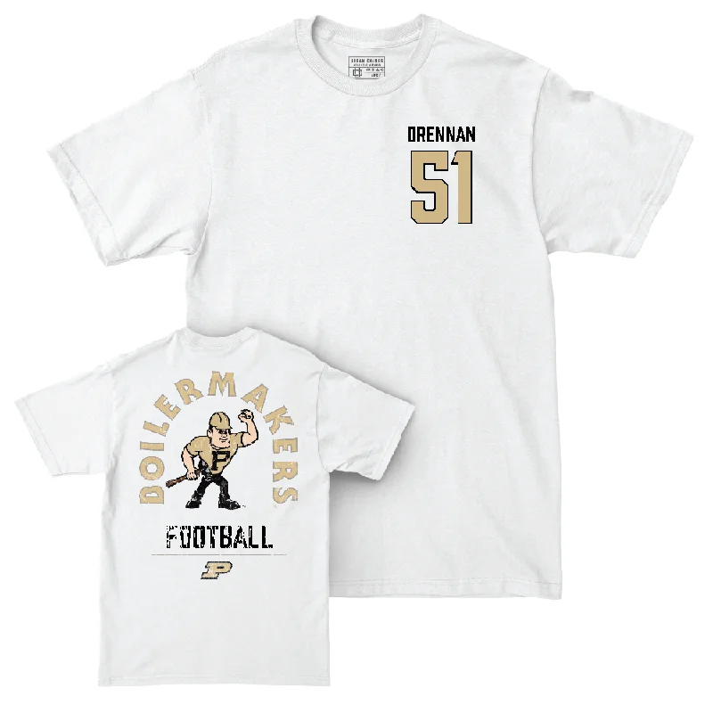 Football Jerseys For Special Events-Football White Mascot Comfort Colors Tee   - Landon Drennan