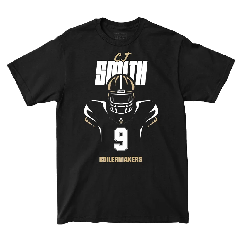 Team Football Jerseys With Custom Slogans-Silhouette Black Football Tee   - CJ Smith