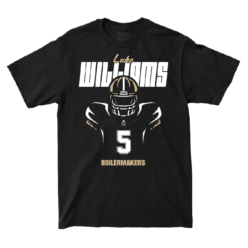 Custom Football Jerseys For Players-Silhouette Black Football Tee   - Luke Williams